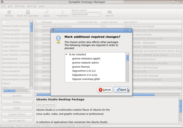 Installing ubuntustudio-desktop