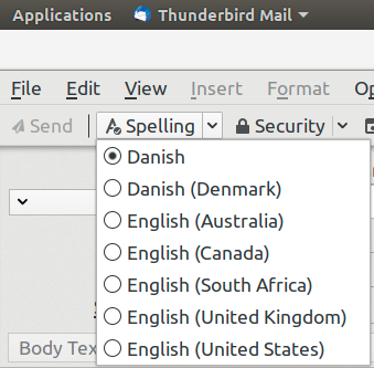 Thunderbird spellchecker English