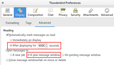 Thunderbird display settings