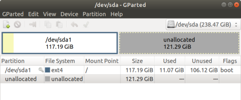Ubuntu 18.04 partitions Gparted