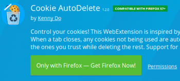 Control Firefox cookies with Cookie AutoDelete