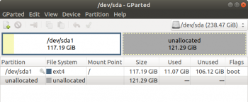 Ubuntu 18.04 partitions Gparted