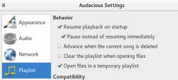 Audacious, clear the playlist when opening files