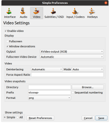 VLC configuration for Ubuntu